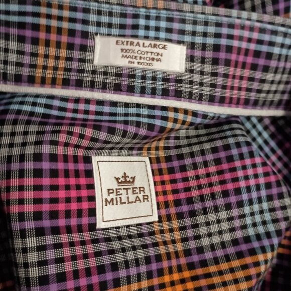 Peter Millar Plaid Long Sleeve Dress Shirt Men’s XL Classic Fit Cotton - Picture 2 of 5